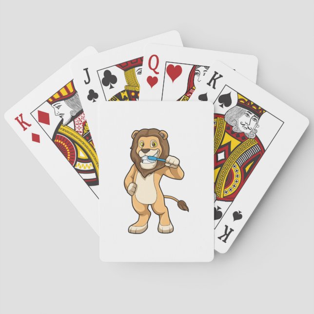 Lion with Toothbrush Playing Cards (Back)