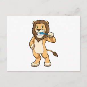 Lion with Toothbrush Postcard