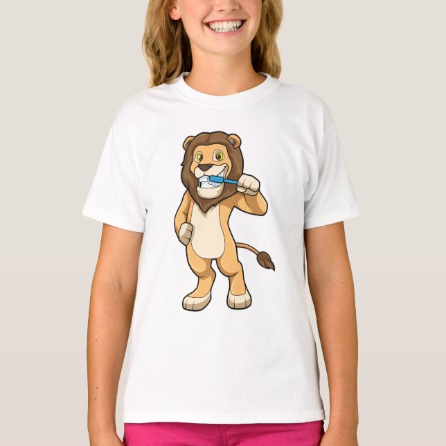 Lion with Toothbrush T-Shirt (Front)