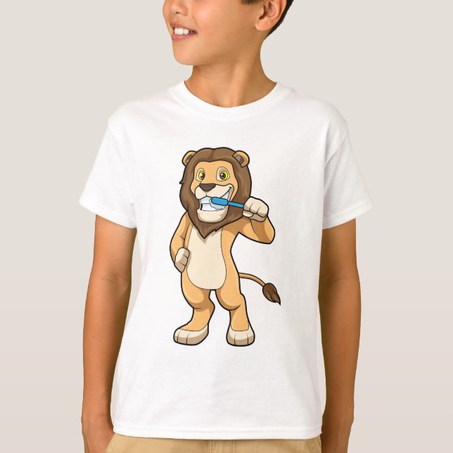 Lion with Toothbrush T-Shirt (Front)