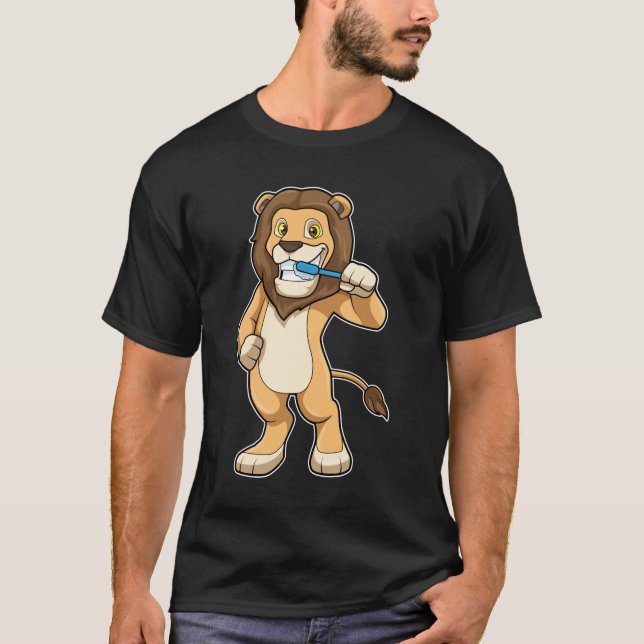 Lion with Toothbrush T-Shirt (Front)