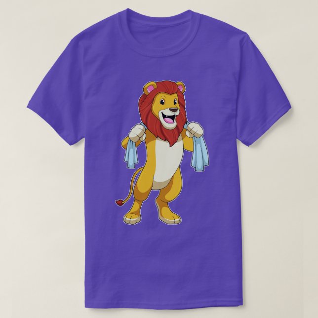 Lion with Towel for Shower T-Shirt (Design Front)
