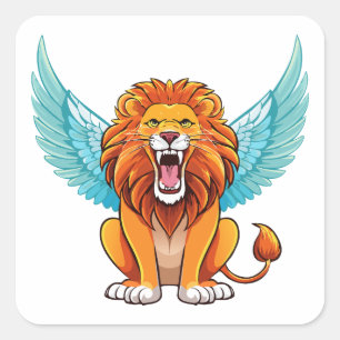 Lion with wings square sticker