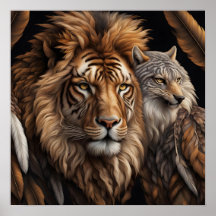 Lion, Wolf with Forwarding Facing