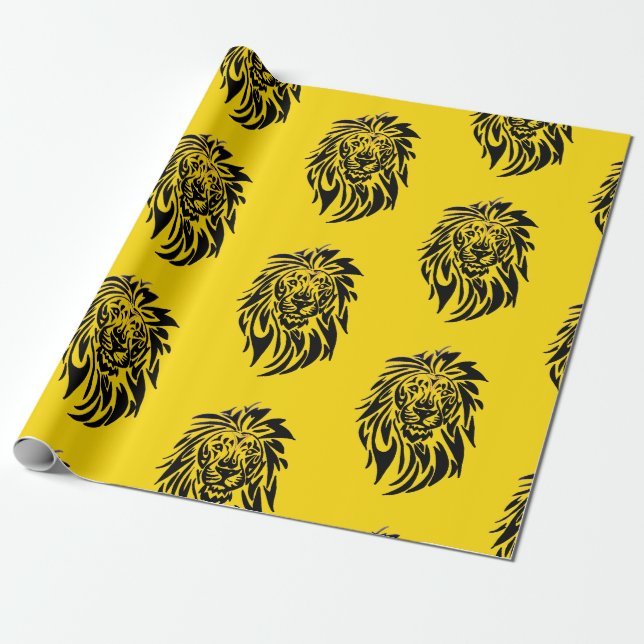 Lion - Wrapping paper - Yellow (Unrolled)