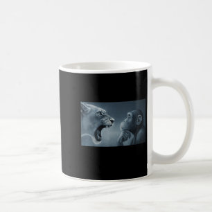 Lion Yelling At Monkey, Monkey And Lion Meme Monke Coffee Mug