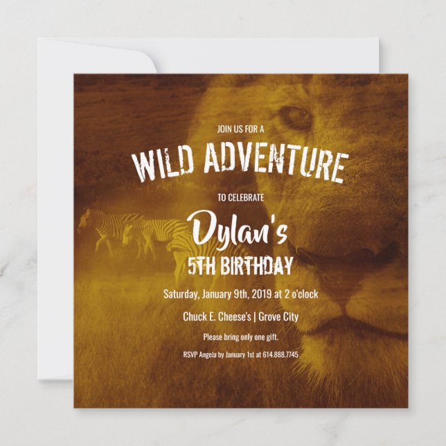Lion & Zebra's Safari Birthday Party Invitation (Front)