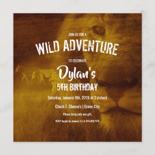 Lion & Zebra's Safari Birthday Party Invitation