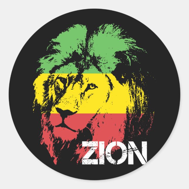 Lion Zion Classic Round Sticker (Front)