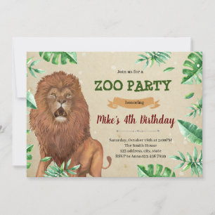 Lion zoo safari birthday Invitation
