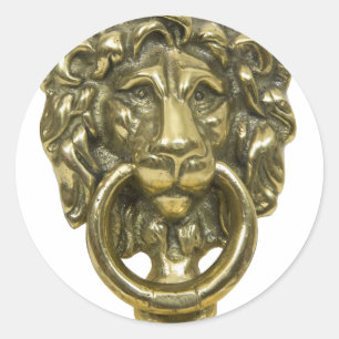LionDoorKnocker072509 Classic Round Sticker