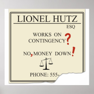 Lionel Hutz - No money down Poster