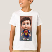 Lionel Messi cute baby cartoon realist big eyes 
