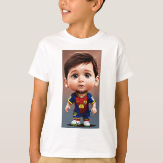 Lionel Messi cute baby cartoon realist big eyes  T-Shirt