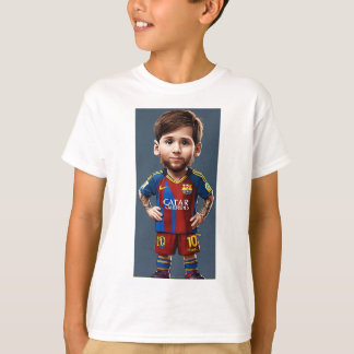 Lionel Messi cute baby cartoon realist big eyes  T-Shirt