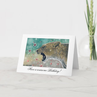 Lioness and Cherry Blossom Birthday Card