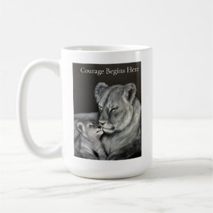 Lioness and Cub- Courage Begins Here Coffee Mug