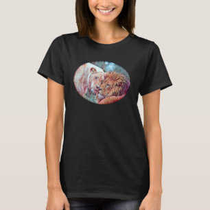 Lioness And Lion Couple In Love Illustration T-Shirt