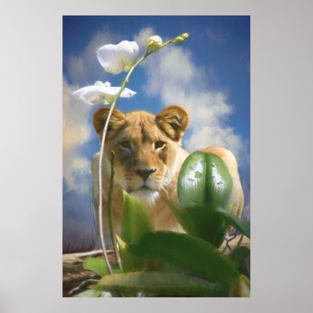 LIONESS AND ORCHID POSTER (Front)
