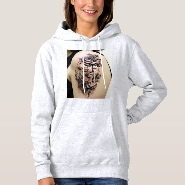 Lioness and Rose Tattoo T-Shirt Design Hoodie (Front)