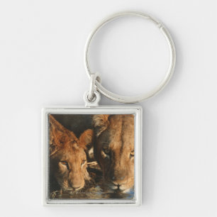 Lioness & Cub (Panthera leo) Key Ring