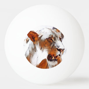 Lioness digitally edited ping pong ball