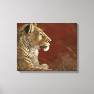Lioness in the Shade digital painting Canvas Print