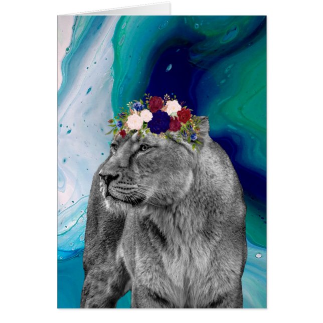 Lioness Lion Animal Girl Flower Crown Colourful (Front)