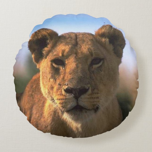 Lioness Lovers Jungle Round Cushion (Front)
