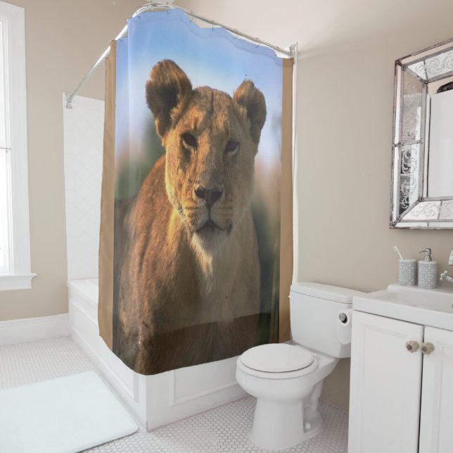 Lioness Lovers Jungle Shower Curtain (In Situ)