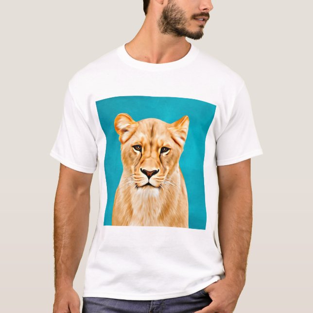 Lioness Portrait Painting Wild Life Lovers Gift T-Shirt (Front)