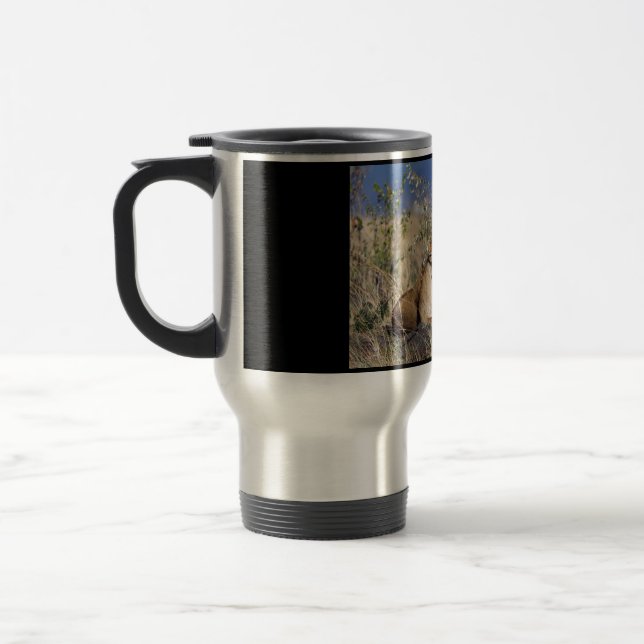 Lioness resting travel mug (Left)