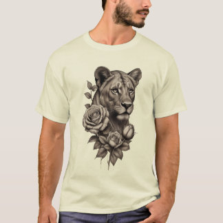 "Lioness Rose" Shoulder Sketch T-Shirt