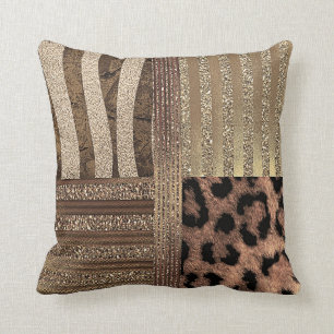 Lioness Safari Chic Jungle Gold Modern Sparkle Cushion