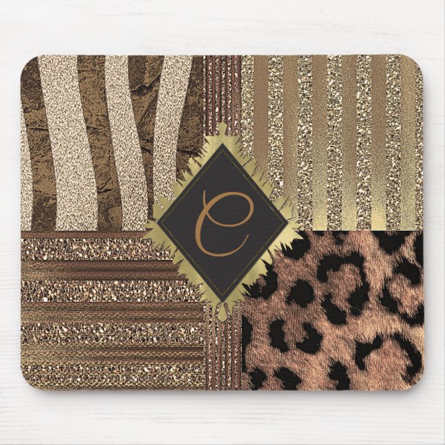 Lioness Safari Chic Jungle Gold Modern Sparkle Mouse Mat (Front)
