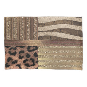 Lioness Safari Chic Jungle Gold Modern Sparkle Pillowcase