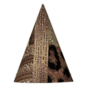 Lioness Safari Jungle Glam Modern Gold Sparkle Party Hat