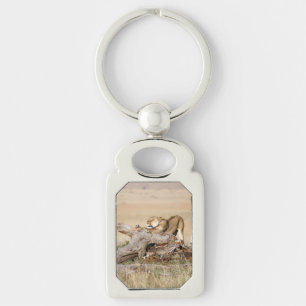 Lioness stretching key ring