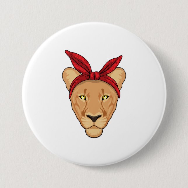 Lioness with Bandana 7.5 Cm Round Badge (Front)