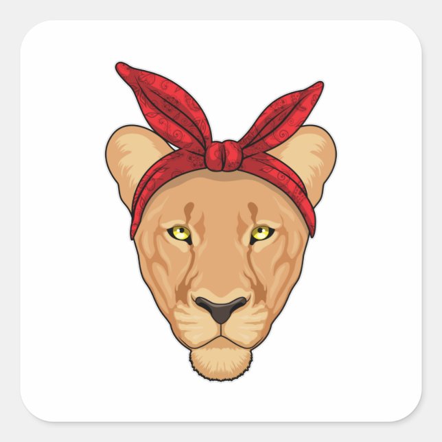 Lioness with Bandana Square Sticker (Front)