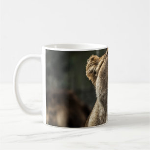 LIONESS YAWNING COFFEE MUG