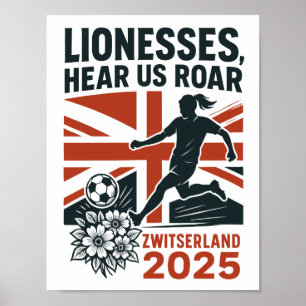  Lionesses, Hear Us Roar – English Women's Soccer Poster