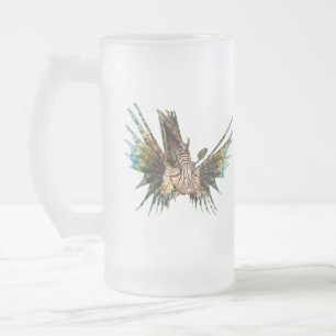 Lionfish - Abstract Design - Cut out of a photo    Frosted Glass Beer Mug