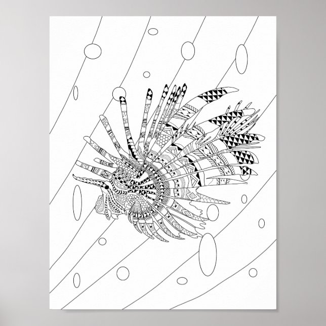 Lionfish Adult Colouring Poster (Front)