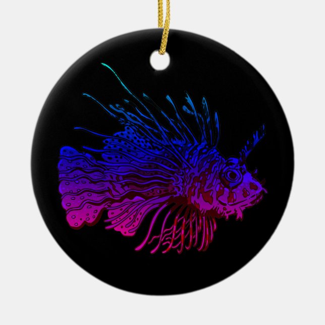 Lionfish Colourful Lion Fish Lover Sea Rock Diver Ceramic Tree Decoration (Front)