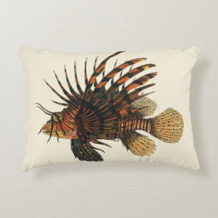 Lionfish Fish, Vintage Marine Ocean Life Animal Decorative Cushion