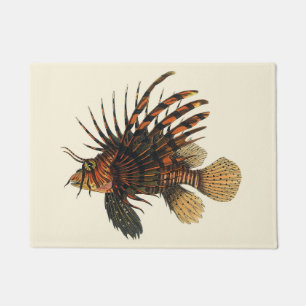 Lionfish Fish, Vintage Marine Ocean Life Animal Doormat