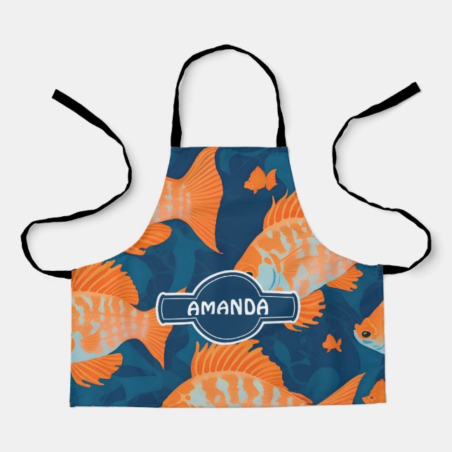 Lionfish Geometric Colourful Personalised Pattern Apron (Front)