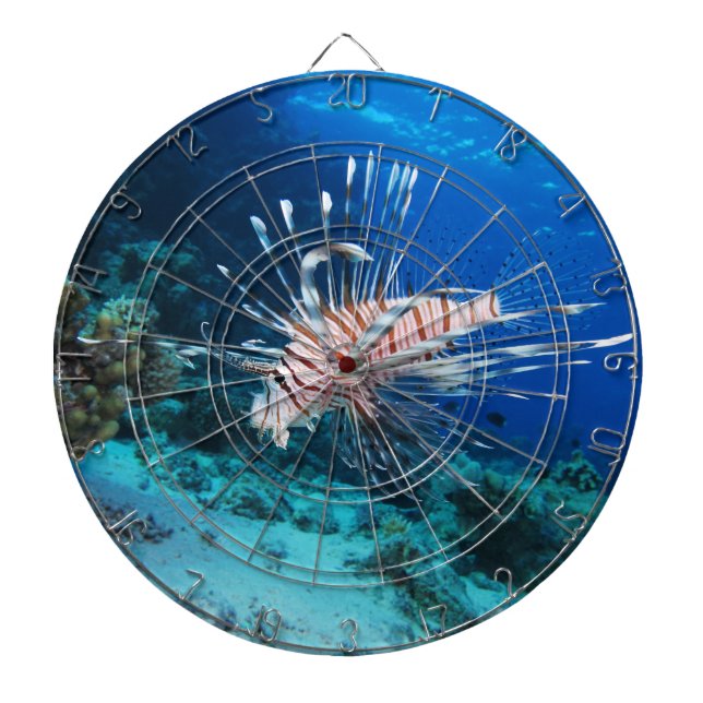 Lionfish or Pterois Miles, Ocean Reef Fish Dartboard (Front)