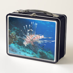 Lionfish or Pterois Miles, Ocean Reef Fish Metal Lunch Box